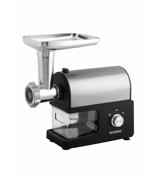 Мясорубка электрическая Endever Sigma-114 черный/стальной, 2600 Вт, 2.0 кг/мин, реверс, защита от перегрузки, металлический лоток, насадки - 5