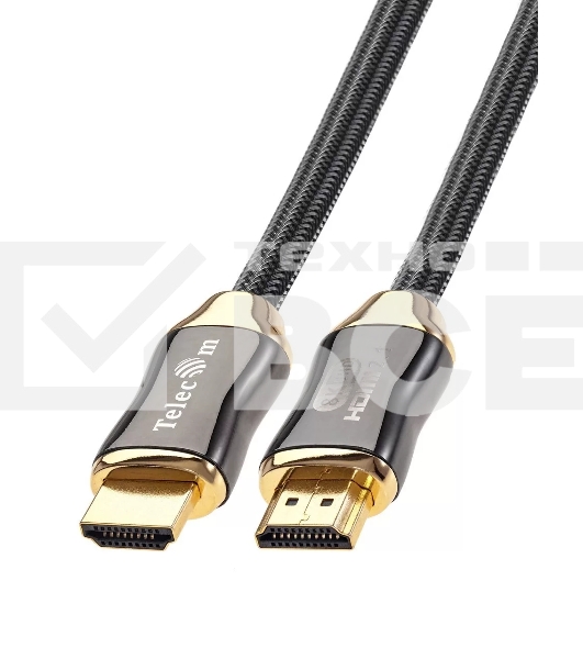 Кабель HDMI 19M/M,ver. 2.1, 8K@60 Hz 2m метал разъемы, нейлоновая оплетка Telecom <TCG300-2M>