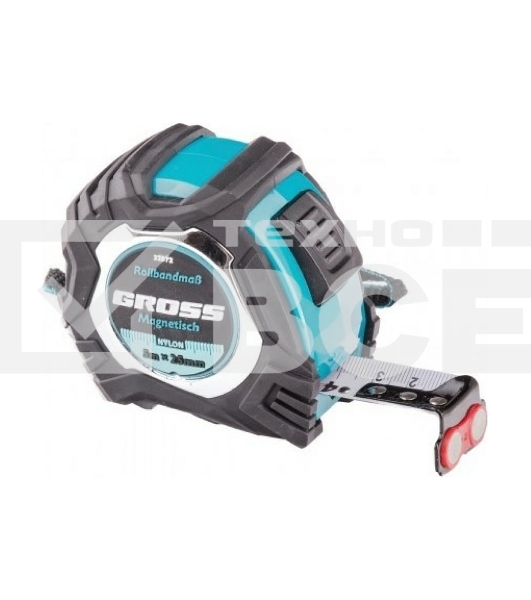 Рулетка Magnetisch, 5 м х 25 мм обрезиненный корпус,автоматическая фиксация GROSS 32572