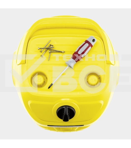 Строительный пылесос Karcher WD 2 Plus S V-15/4/18 желтый, 1000 Вт, уборка сухая/сбор воды, пылесборник мешок/контейнер, 15 л