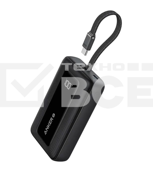 Внешний аккумулятор Anker Power Bank 20K, 30W, Built-In USB-C Cable Black