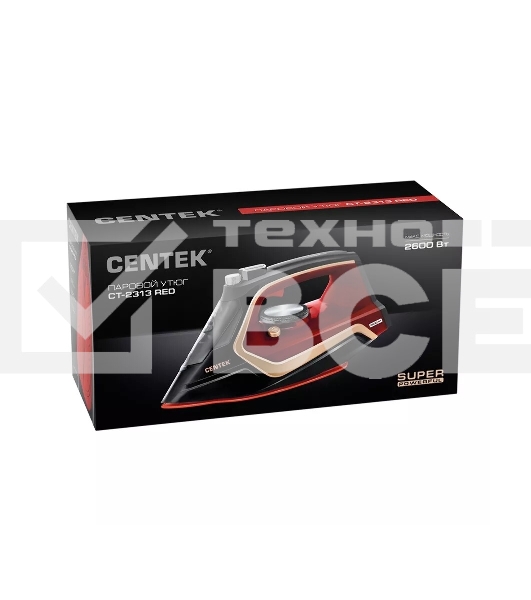 Утюг Centek CT-2313 RED 2600 Вт керамическая подошва, 350мл, паровой удар, самоочистка, капля-стоп