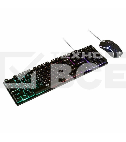 Комплект клавиатура+мышь Nakatomi KMG-2305U проводной, USB, 1600 DPI, черный