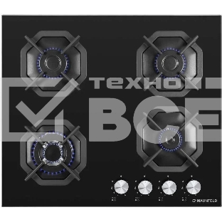 Газовая варочная панель Maunfeld EGHG.64.23CB/G, 4 конфорки, закаленное стекло, черный