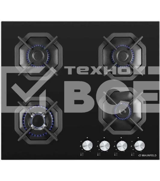Газовая варочная панель Maunfeld EGHG.64.23CB/G, 4 конфорки, закаленное стекло, черный