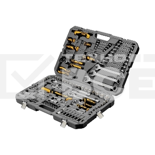 Набор инструментов Denzel 1/2', 1/4', CrV, S2, пластиковый кейс, 122 предмета