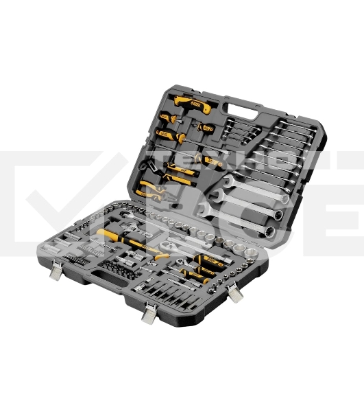 Набор инструментов Denzel 1/2', 1/4', CrV, S2, пластиковый кейс, 122 предмета