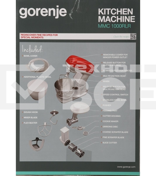Кухонная машина Gorenje MMC1000RLR планетар.вращ. 1000Вт красный