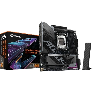 Материнская плата Gigabyte B840M AORUS ELITE WIFI6E, AM5, AMD B840, 4xDDR5, 4xSATA, 2xM.2, 1xPCIe 4.0 x16, 1xPCIe 3.0 x16, 1xHDMI, 1xDP, 1x2.5Gb LAN, Wi-Fi 6E, Bluetooth 5.3, 1xUSB-C 10Gbps, 1xUSB-C 5Gbps, 2xUSB-A 10Gbps, 2xUSB-A 5Gbps, 4xUSB-A 2.0, 1xPS/2, 3x3.5 мм, 7.1, mATX