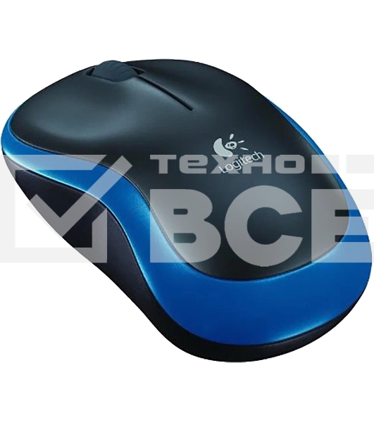 Мышь беспроводная Logitech M186 черный/синий, 1000 dpi, радиоканал, USB, кнопки - 3