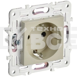 Розетка IEK SKANDY SK-R06B 16А с заземл. защ. штроки б/к бежевый SK-R14-16-1-K10
