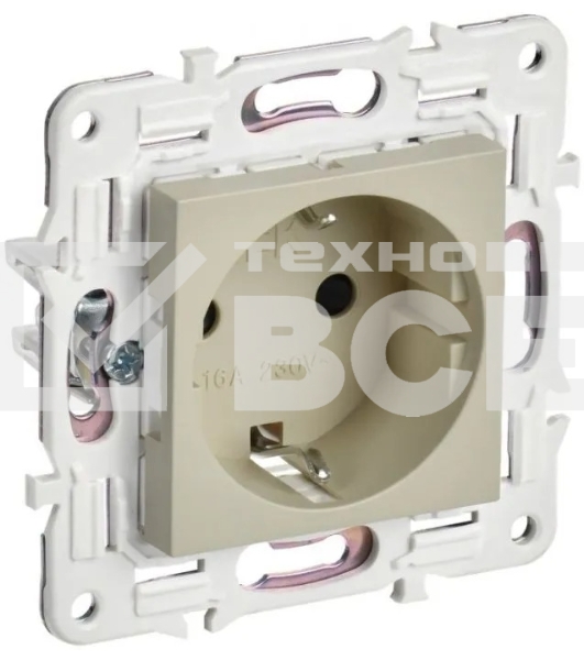 Розетка IEK SKANDY SK-R06B 16А с заземл. защ. штроки б/к бежевый SK-R14-16-1-K10