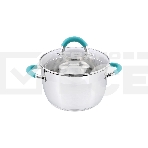 Кастрюля MALLONY BRAVO нержавеющая сталь, со стеклянной крышкой, 3,9 л, d-20, фото 1