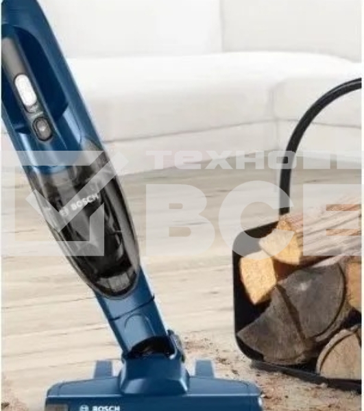 Пылесос вертикальный Bosch BBHF216 синий, питание от аккумулятора, 14.4 Вт, уборка сухая, пылесборник 0,4 л