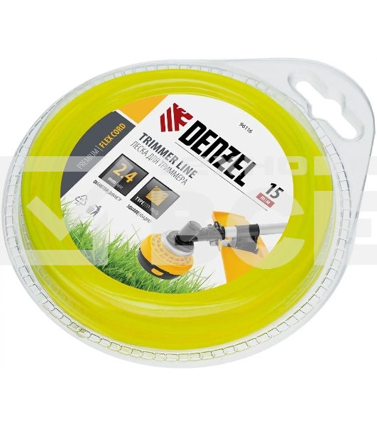 Леска для триммера Denzel квадрат 2,4 мм х 15 м, блистер FLEX CORD 96116