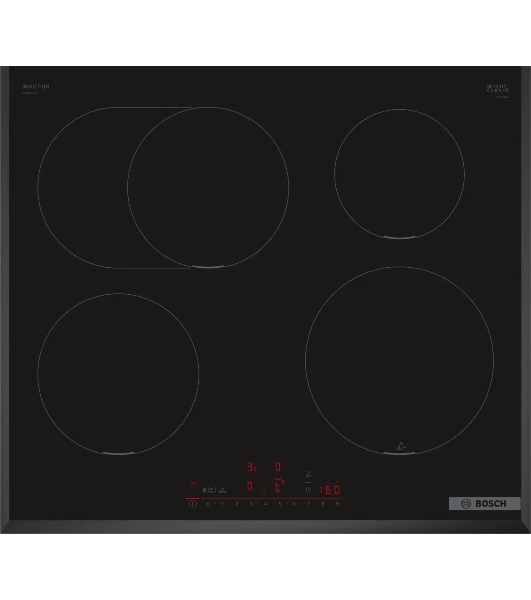 Индукционная варочная поверхность Bosch PIF651HC1E, 4 конфорки, с зоной расширения, стеклокерамика, 7400 Вт