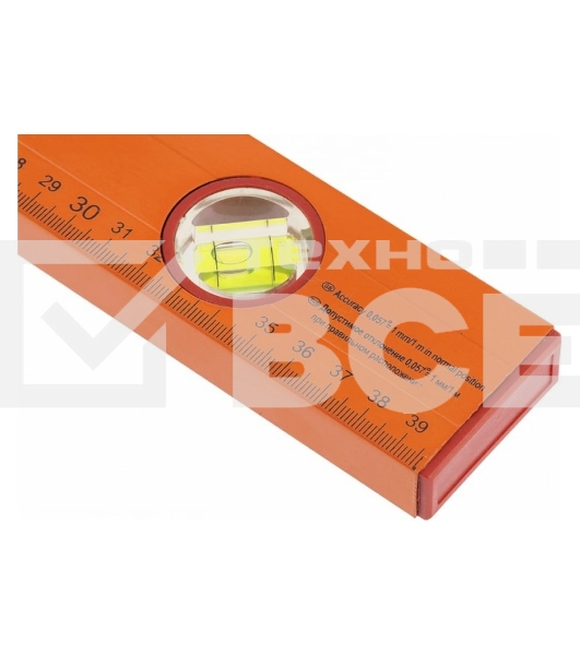 Уровень алюминиевый Sparta 400 мм, 3 глазка, желтый, линейка