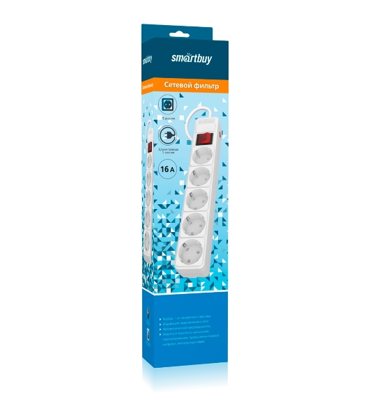 Сетевой фильтр Smartbuy (SBSP-5-50-W) 5 гн х 5,0 м белый