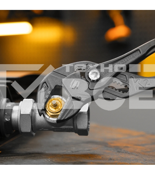 Клещи переставные Denzel кнопочный механизм, обливные рукоятки, сантехнические, 250 мм