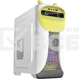 Компьютерный корпус GameMax Cute OWL W-Y без БП (Midi Tower, ATX, Бело-желтый, 1*USB 3.0 + 2*USB 2.0, 2*120мм)