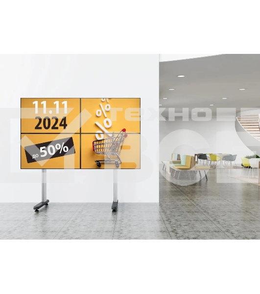 Стойка для телевизора Cactus CS-FS-TV4-PRO черный, 45-55' макс. 50 кг, напольный мобильный