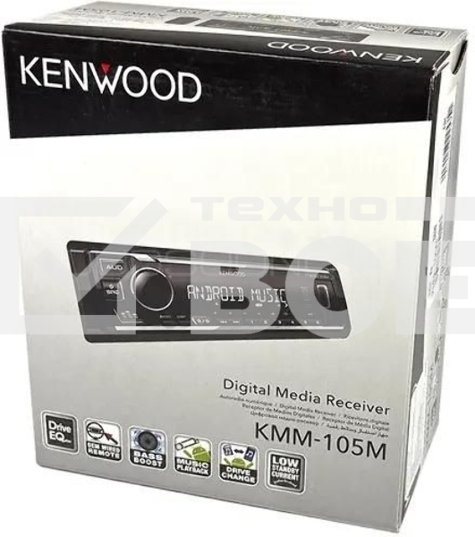 Автомагнитола Kenwood KMM-105M, 1 DIN, USB Type-A, AUX, съёмная панель