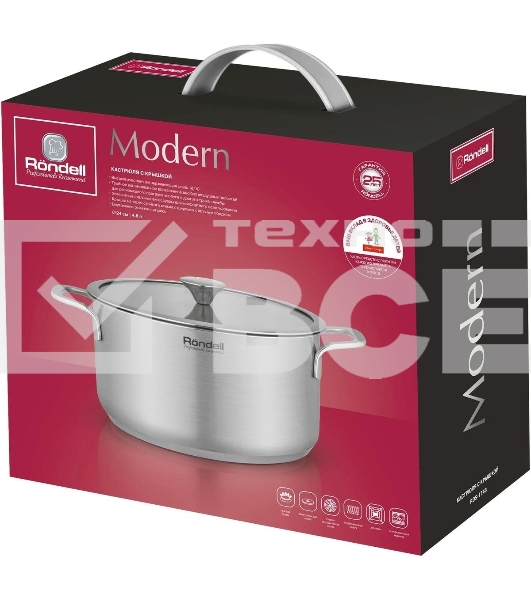 Кастрюля Rondell Modern RDS-1748, 4.8л, 24см, с крышкой, стальной