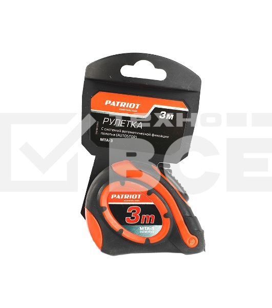 Рулетка PATRIOT MTA-3, автостоп, ударопрочный корпус, обрезиненная, 3м