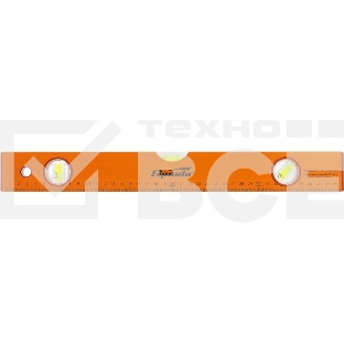 Уровень алюминиевый Sparta 400 мм, 3 глазка, желтый, линейка