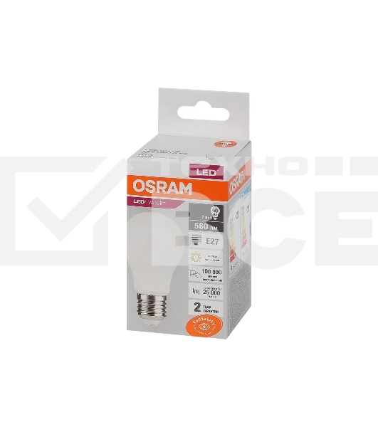 Лампа светодиодная OSRAM 4058075577893 LED Value LVCLA60 7SW/830 грушевидная матовая E27 230В 10х1 RU