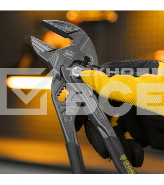 Клещи переставные Denzel кнопочный механизм, обливные рукоятки, сантехнические, 250 мм