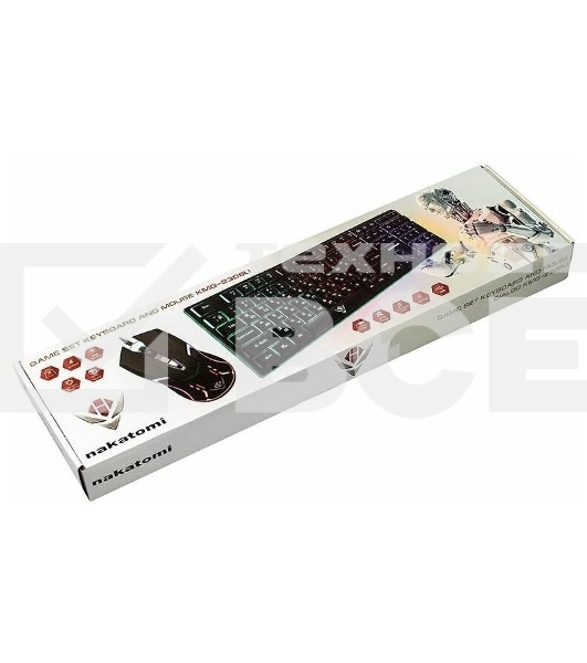 Комплект клавиатура+мышь Nakatomi KMG-2305U проводной, USB, 1600 DPI, черный