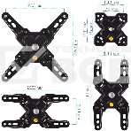 Кронштейн Arm media MARS-8 черный, 8 шт/уп. Кр. стал. настенный для TV 20'-43', max 25 кг, 4 ст св., нак. +5°-15°, пов. ±90° от ст. 66-370 мм. max VESA 200x200 мм., фото8