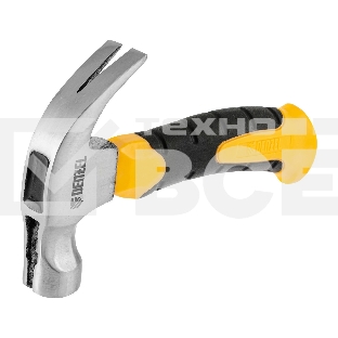 Молоток-гвоздодер мини Denzel, боек с магнитом, фибергласовая двухкомпонентная рукоятка, 9oz, 250г