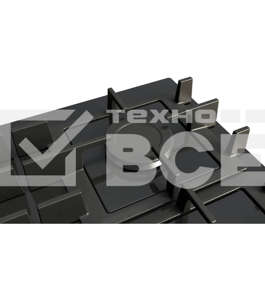 Поверхность газовая Bosch PNP6B6K40 Газ, 4.5х59x52 см, закаленное стекло, 4 конфорки, газ-контроль, автоподжиг, черный