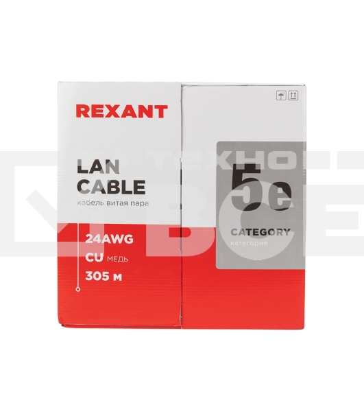Кабель витая пара Rexant U/UTP, категория 5e, ZH нг(А)-HF, 4PR, 24AWG, внешний, черный, 305 м