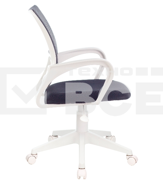 Кресло компьютерное Бюрократ CH-W695NLT TW-04 TW-12 темно-серый, сетка/ткань, крестовина пластик, пластик белый