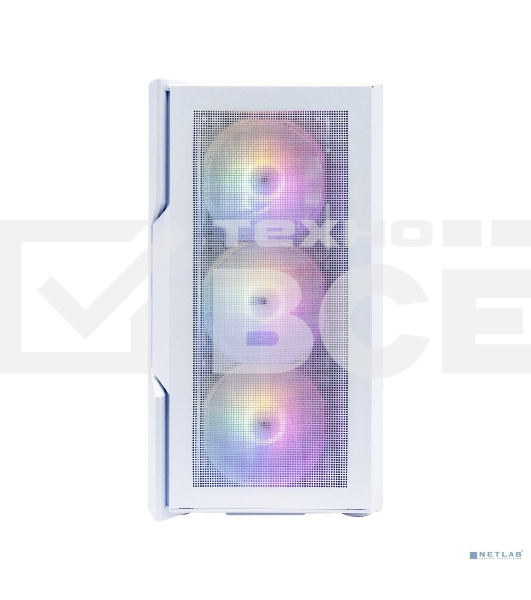 Компьютерный корпус 1STPLAYER TRILOBITE T7-P White / ATX / 4x120mm LED fans / T7-P-WH-4F1-W