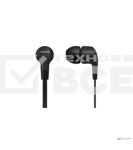 Гарнитура вкладыши Philips TAE1105BK/00 1.2м черный проводные в ушной раковине