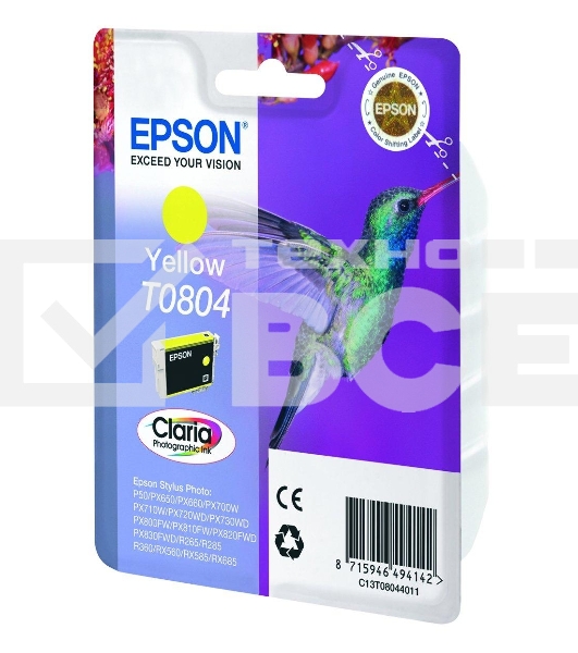 Картридж струйный Epson C13T08044011 желтый для Epson St Ph P50/PX660/PX720WD (330стр.)