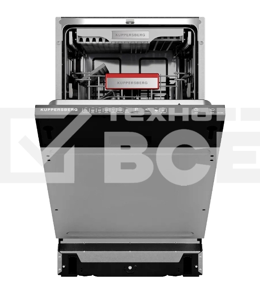 Встраиваемая посудомоечная машина Kuppersberg GGS 4535 High-Tech, 11 комплектов, 7 программ, 3 корзины, конденсационная сушка, луч на полу, частичная защита от протечек, индикатор отсутствия соли и ополаскивателя, отображение времени мытья, кнопочное упра