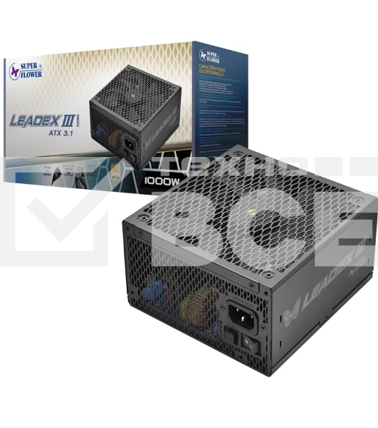 Блок питания Super Flower Power Supply Leadex III Gold, 1000 Ватт, 1000W, ATX 3.1, 140mm, 8xSATA, 4xPCI-E(6+2), 1x12VHPWR(12+4), APFC, 80+ Gold, Full Modular