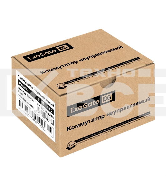 Коммутатор неуправляемый ExeGate EDES-1005C (5-портовый UTP 10/100Mbps, с функцией энергосбережения (Green Ethernet Technology), настольный)