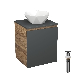 Тумба Bau Dream Blackwood 50 графит, раковина BAU Crystal 40х40, выпуск клик клак, черный, фото10
