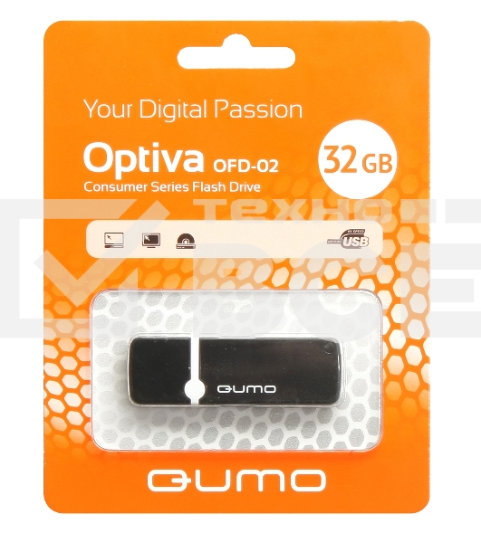 Флэш Диск USB 2.0 QUMO 32GB Optiva 02 Black QM32GUD-OP2-black
