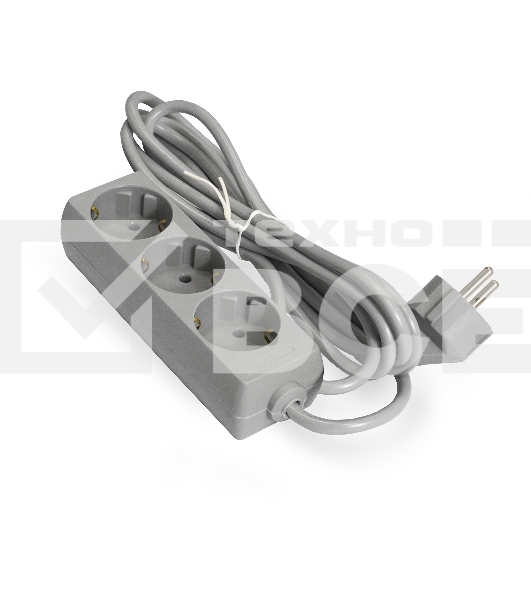 Удлинитель ExeGate ECE-3-3G (EX285805RUS), серый, 3 м, евровилка с заземлением, 3 евророзетки с заземлением, 2200 Вт
