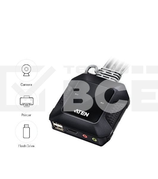Переключатель ATEN 2-Port USB 4K HDMI Cable KVM Switch