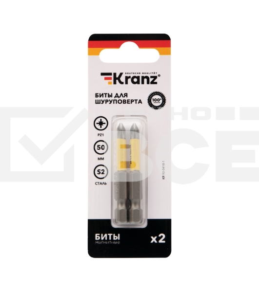 Бита для шуруповерта KRANZ PZ1х50 мм (2 шт./уп.)