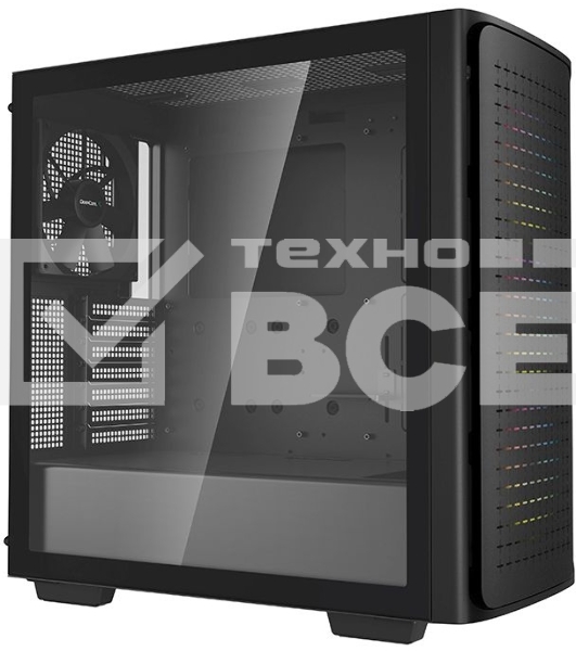 Компьютерный корпус Deepcool CK560 без БП, боковое окно (закаленное стекло), 3xARGB LED 120мм вентилятора спереди и 1x140мм вентилятор сзади, черный, ATX