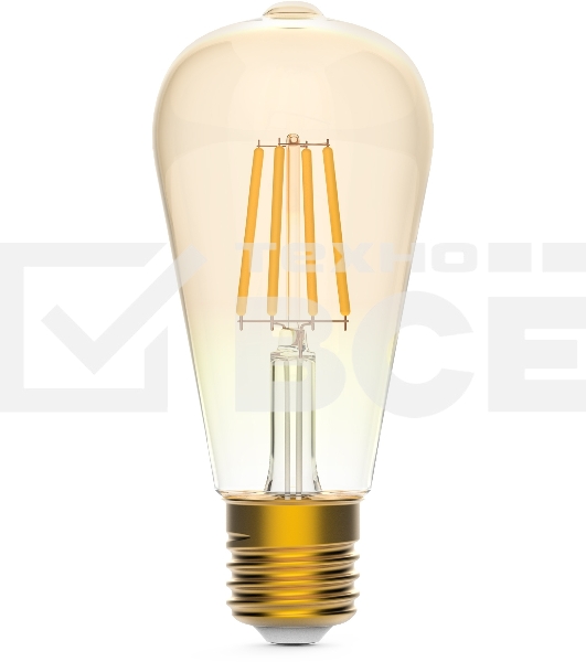 Лампа светодиодная филаментная Gauss Smart Home DIM+CCT E27 ST64 Golden 6,5 Вт 2000-5500 К 1/10/40